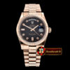Rolex Daydate 36mm Flt RG/RG Black Diam BP 2836