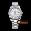 Rolex Daydate 41mm SS/SS Pre Silver Wht Stk Diam Asia 32