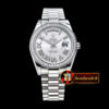 Rolex Daydate 41mm SS/SS Pres Silver Wht Roman Asia 3255