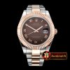 Rolex DJ2 41mm Oyst Flt RG/SS Brown Roman BP A3136 Mod