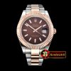 Rolex DJ2 41mm Oyst Flt RG/SS Brown Stk BP A3136 Mod