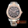 Rolex DJ2 41mm Oyst Flt RG/SS Dark Grey Stk BP A3136 Mod