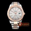 Rolex DJ2 41mm Oyst Flt RG/SS Silv. Wht Stk BP A3136 Mod