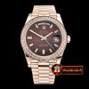 Rolex DayDate 40mm Diam RG/RG Brown Baug. Diam BP A2836