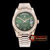 Rolex DayDate 40mm Flt RG/RG Green Roman A3255 Mod