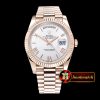 Rolex DayDate 40mm Flt RG/RG Silv Wht Roman A3255 Mod
