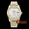 Rolex DayDate 40mm Flt YG/YG Silv Wht Roman A3255 Mod