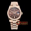 Rolex Daydate 36mm Flt RG/RG Brown Diam BP 2836