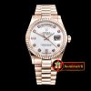 Rolex Daydate 36mm Flt RG/RG Wrap Wht MOP Diam BP 2836