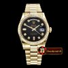 Rolex Daydate 36mm Flt YG/YG Black Diam BP 2836