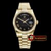 Rolex Daydate 36mm Flt YG/YG Black Roman Num BP 2836