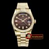Rolex Daydate 36mm Flt YG/YG Brown Diam BP 2836