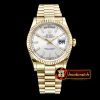 Rolex Daydate 36mm Flt YG/YG White Roman Num BP 2836