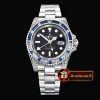 Rolex GMT II Blue/Wht Rubies SS/SS Blk BP A3186 Mod