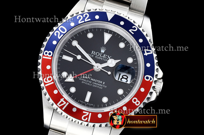 Rolex GMT II Ref.16710 Pepsi SS SS Black BP Asia 3186 Mod replica