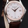 Patek Philippe Calatrava Automatic Men White Dial Marrone Pelle strap