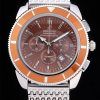 Breitling Certifie Automatic Men Chocolate Dial Argento steel strap