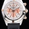 Breitling Chronomat Quartz Men White Dial With Black Pelle strap