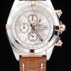 Breitling Chronomat Quartz Men White Marrone leather strap