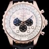 Breitling Navitimer Quartz Men White Dial Black Leather Strap
