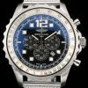 Breitling Navitimer Quartz Men Black Dial Argento steel strap