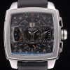 Tag Heuer Monaco Quartz Men Black Dial And Black Pelle strap