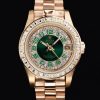 Rolex Datejust Automatic Women Diamond Dial With Green Arab Hour Numbers And yellow gold steel strap