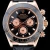 Rolex Daytona 116515LN Automatic Men Black Dial And Ceramic tachymeter bezel In Rose Gold On Crocodile strap