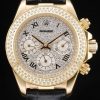 Rolex Daytona Automatic Women Diamond Dial And Bezel In Yellow Gold On Black Leather Strap