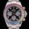 Rolex Daytona 116599 Automatic Men Black Dial And Diamond Rainbow Bezel In White Gold