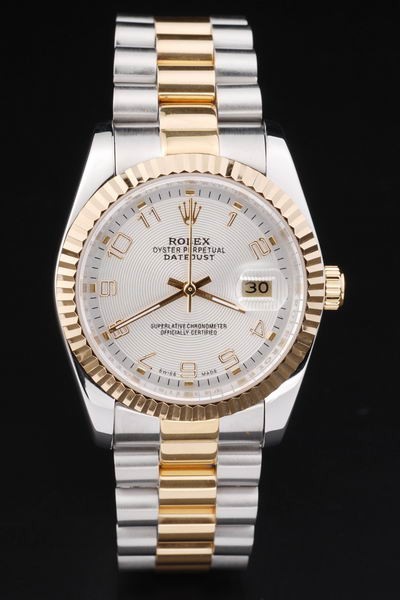 Rolex Datejust 36 Two Tone Automatic Men White Dial In Steel On President Bracelet replica