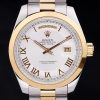 Rolex Daydate Two-Tone Men Automatic White Dial On President Bracelet