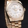 Rolex Daydate 36MM Automatic Yellow Gold White Dial Steel Fluted Bezel President Bracelet